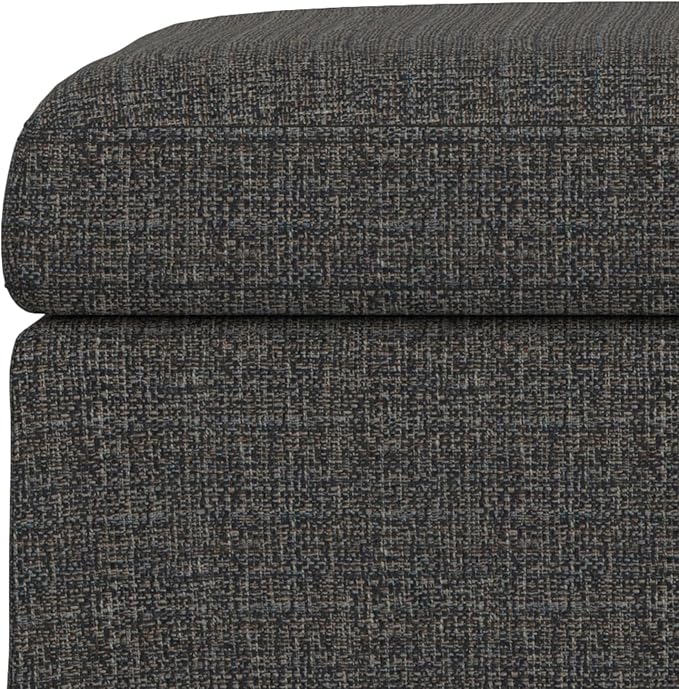 SIMPLIHOME Owen 36 inch Wide Mid Century Modern Square Coffee Table Storage Ottoman in Ebony Tweed Look Fabric, Assembled, for the Living Room, Entryway and Family Room