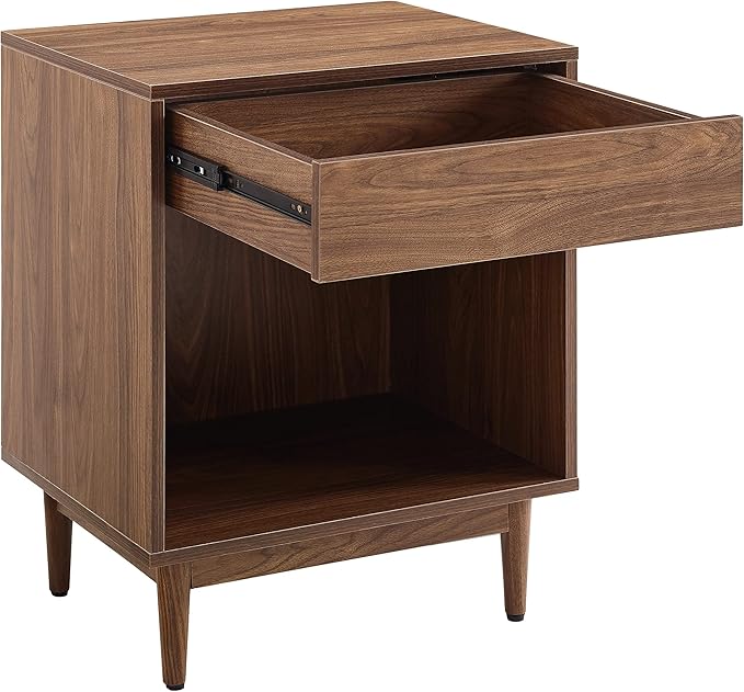 Crosley Furniture Liam End Table and Record Player Stand with Storage for Vinyl Records, Walnut