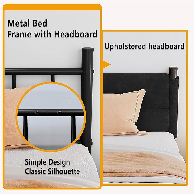 Metal Bed Frame,14Inch Full Size Bed Frame with Storage Space,Heavy Duty Sturdy Mattress Foundation,Easy Assembly,No Box Spring Needed,Full