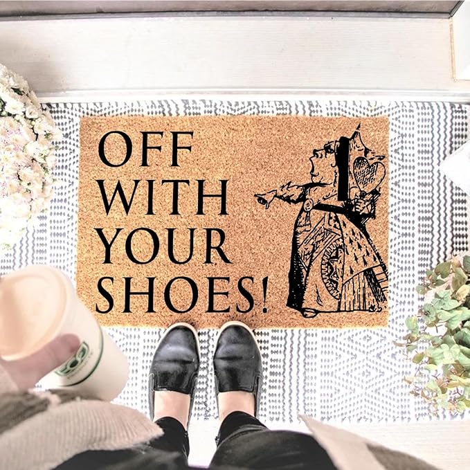Funny Coir Doormat Off with Your Shoes Front Door Mat Entryway Outdoor Mats with Heavy Duty Front Porch Welcome Mats Entry Natural Coconut Brown Novelty Prank Gift Funny Coir Mat 23.7x15.7 inch