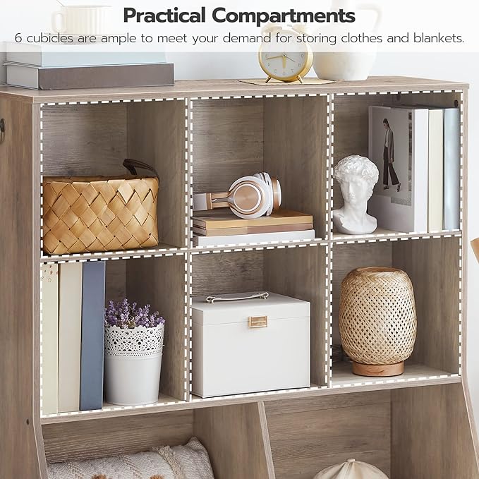 HOOBRO Kids Bookshelf, Toy Storage Cabinet, Kids Toy Organizer, 8 Cubicles, Bookcase Footboard, Bookshelf for Kids, for Playroom, Bedroom, Nursery, School, Greige BG35CW01G1
