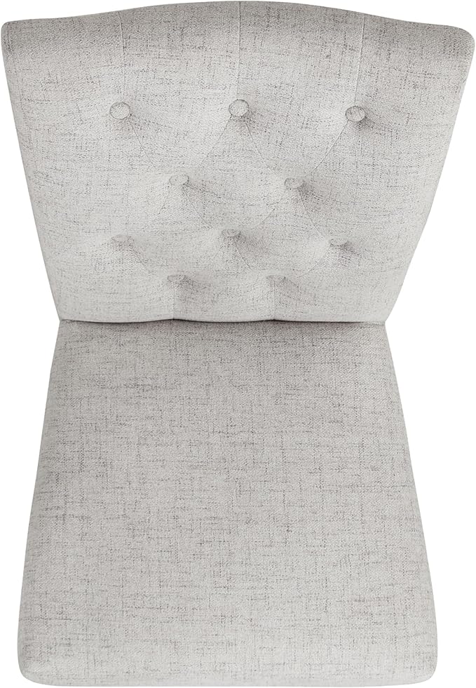 HomePop Button Tufted Fabric Dining Chairs - Neutral Textured Solid Woven (Set of 2)