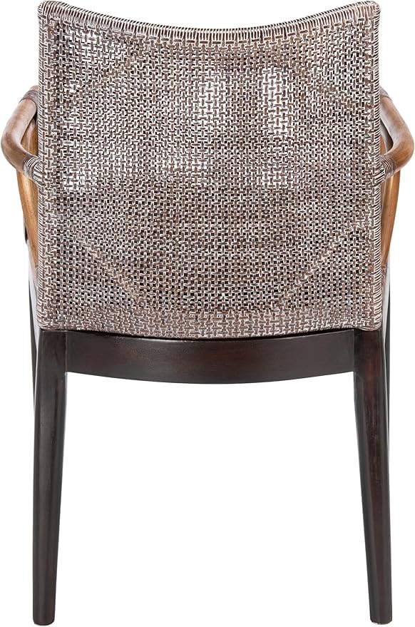 SAFAVIEH Home Collection Gianni Tropical Coastal Brown White Wash Solid Wood Arm Chair