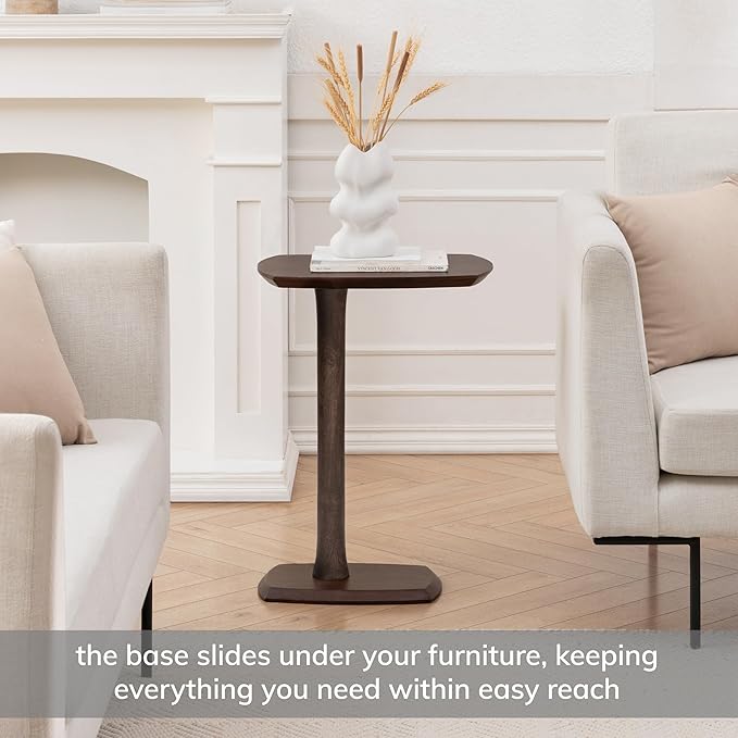 MH London Side Table - Stirling Wooden Modern C Shaped End Table - Exclusively Designed Hand Crafted Tables - End Table for Living Room, Bedroom Bedside Tables and Office