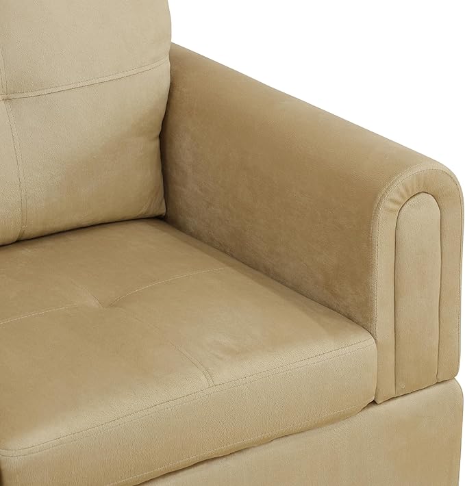 L Shaped Sectional Sofa with Ottoman, Modern Couches for Living Room, Microfiber Facing, Bedroom, Office