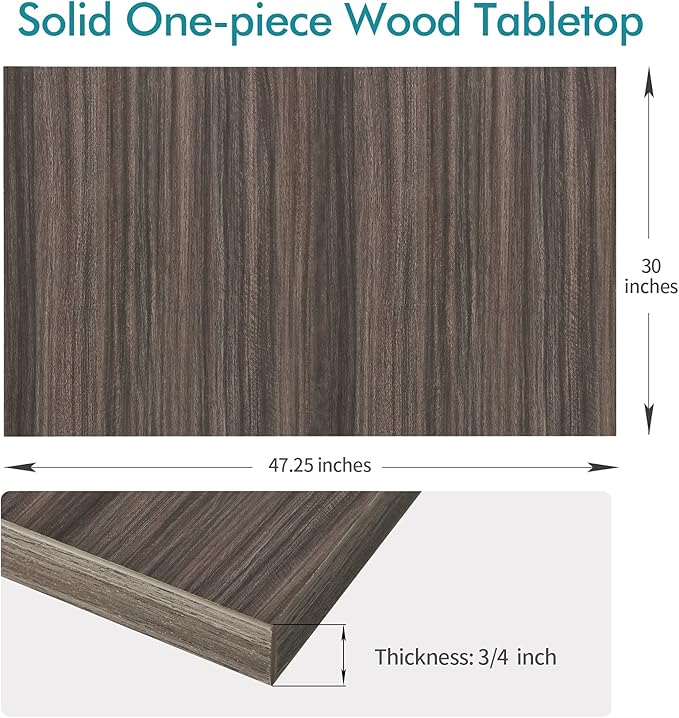 Kaboon Universal Tabletop 47.25"x30", Solid One-Piece Melamine Table Top, Double Desk L-Desk DIY, Home and Office,Eucalyptus