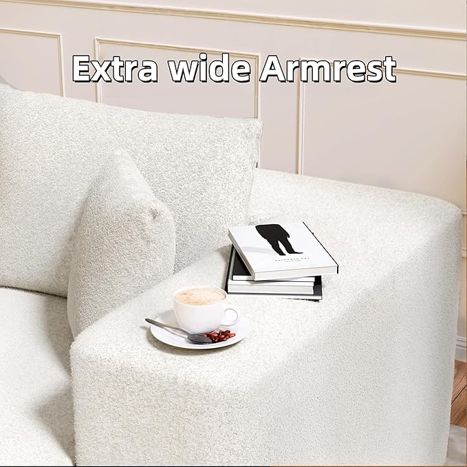 Cloud Sectional Couch, 104”L-Shape Oversized Sofa with Right Chaise Lounge, Modular Sleeper Couch with Pillows & Deep Seat, Rain Drop Velvet Fabric Compressed Sofa for Living Room, Beige