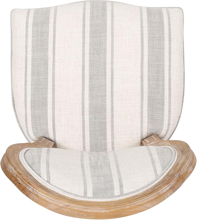 Christopher Knight Home Phinnaeus Dining Chair Set, Set of 4,Wood, Gray Stripes + Light Beige + Natural