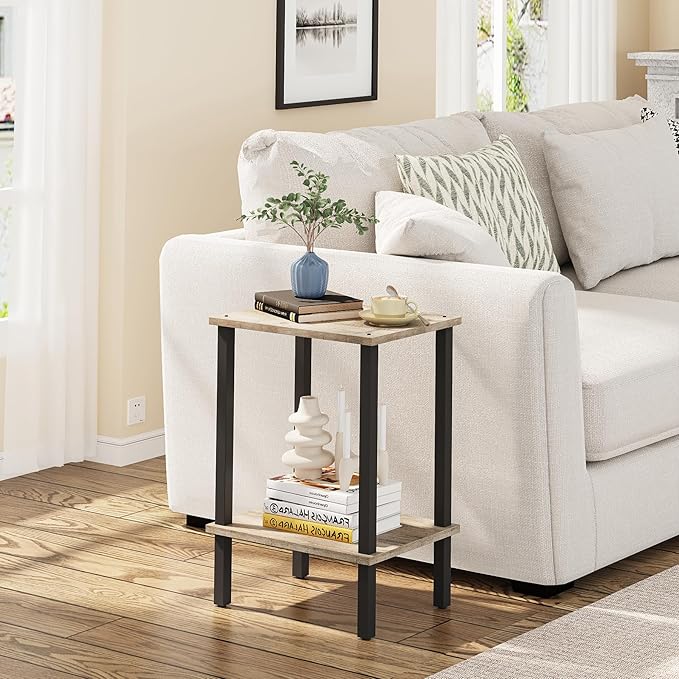 TUTOTAK End Table, Side Table, Nightstand, 2-Tier Storage Shelf, Sofa Side Table for Small Space, Living Room, Bed Room TB01BG034