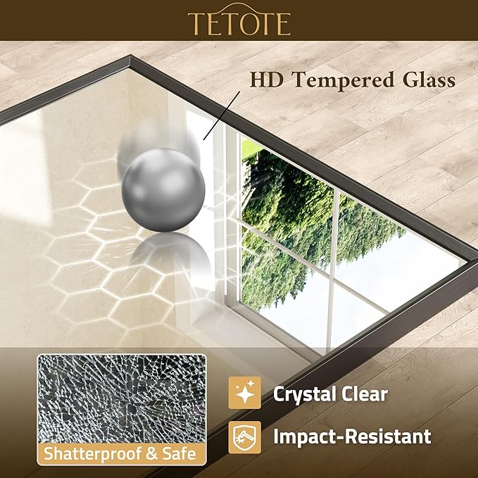 TETOTE Matte Black Beveled Framed Bathroom Mirror 72" x 36" Large Black Rectangle Metal Vanity Wall Mirror for Bathroom Sink, Modern Farmhouse, Tempered Glass, Shatterproof, Stronger Frame