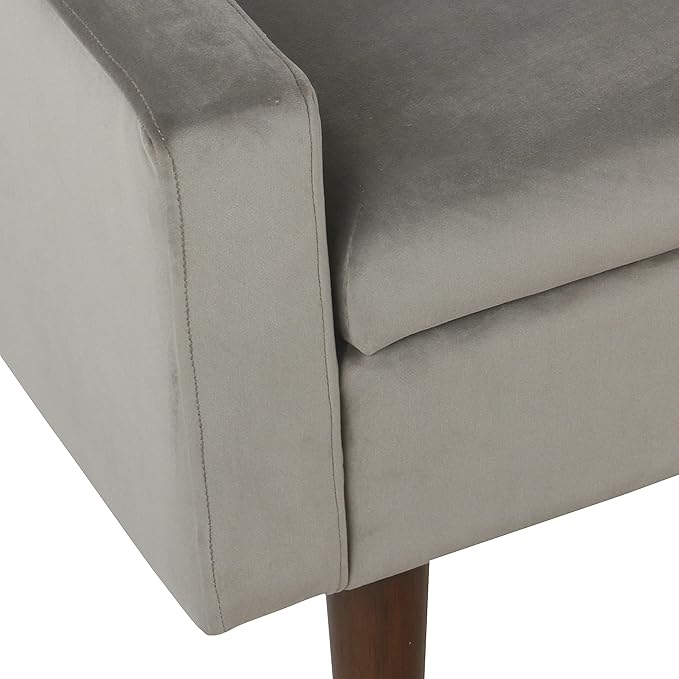 HomePop Home Decor | Upholstered Modern Velvet Storage Ottoman Bench | Ottoman Bench with Storage for Living Room & Bedroom | Decorative Home Furniture, Gray