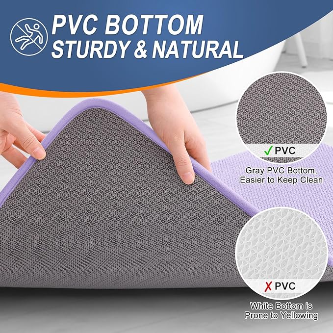 OLANLY Thick Memory Foam Bath Mat Rug 24x16, Extra Soft Absorbent Bathroom Rug, Quick Dry Bath Mats, Non-Slip, Machine Washable Carpet for Bathroom, Tub and Shower, Home Decor Accessories, Lavender
