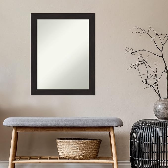 Amanti Art Brown Bathroom Mirror for Over Sink, 30x24 Furniture Espresso Rectangle Vanity Mirror, Medium Casual Frame, Hangs Horizonally and Vertically, Bathroom Wall Decor, Non-Beveled Edge