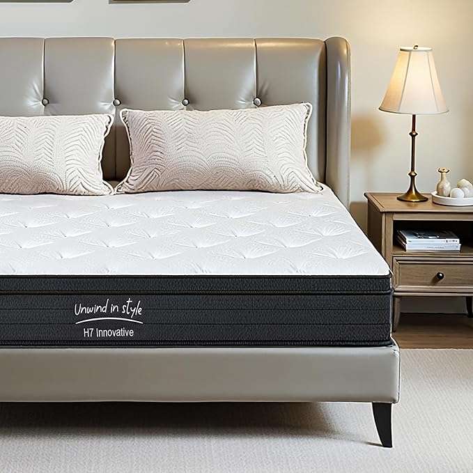 King Size Mattress, 12 Inch 5-Zone Pocket Spring Hybrid Mattress with Gel Memory Foam for Pressure Relief & Peaceful Sleep, Medium Firm, Mattress in a Box