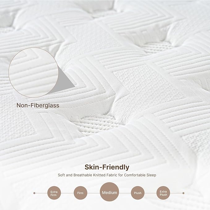 Twin Size Mattress, 12 Inch 5-Zone Pocket Spring Hybrid Mattress with Gel Memory Foam for Pressure Relief & Peaceful Sleep, Medium Firm, Mattress in a Box