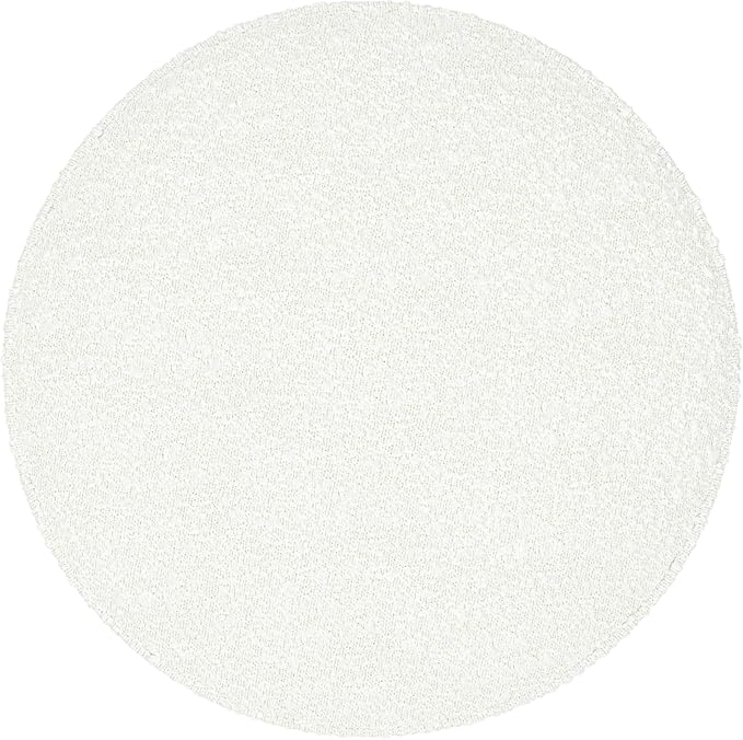 Bouclé Ottoman with Wooden Base – 22” Round Upholstered Footrest, Cream Textural Fabric, Modern Accent Stool for Living Room & Bedroom