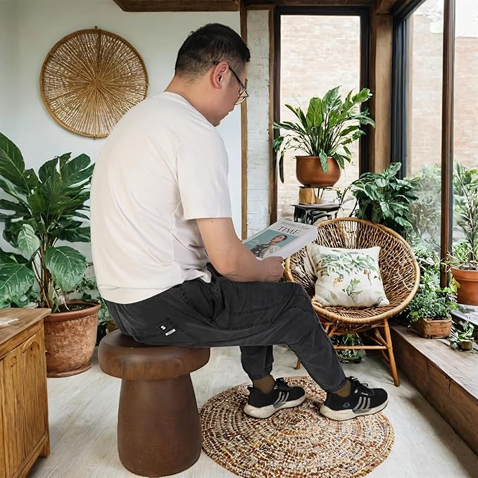 TORMAYS HOME Handmade Wood Side Table Tree Stump End Table Solid Wood Stool Plant Stand Rustic Coffee Table Nightstand for Living Room Bedroom Balcony Garden (Brown)