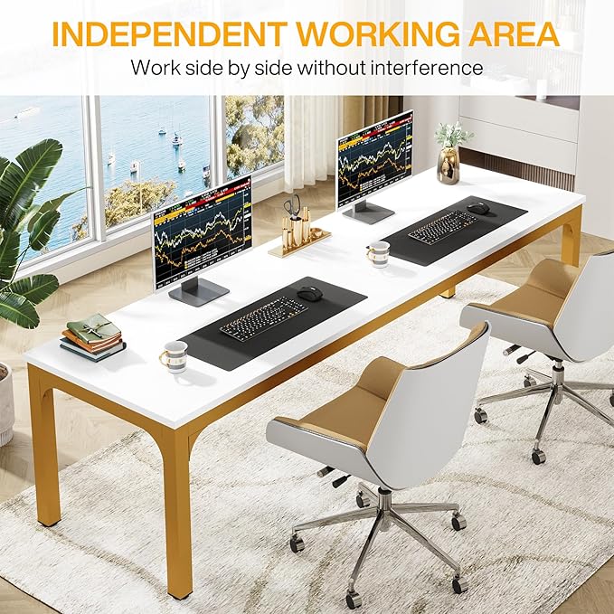 Tribesigns 78.7 Inches Extra Long Computer Desk 2 Person Desk, Double Long Desk, Workstaion for Home Office