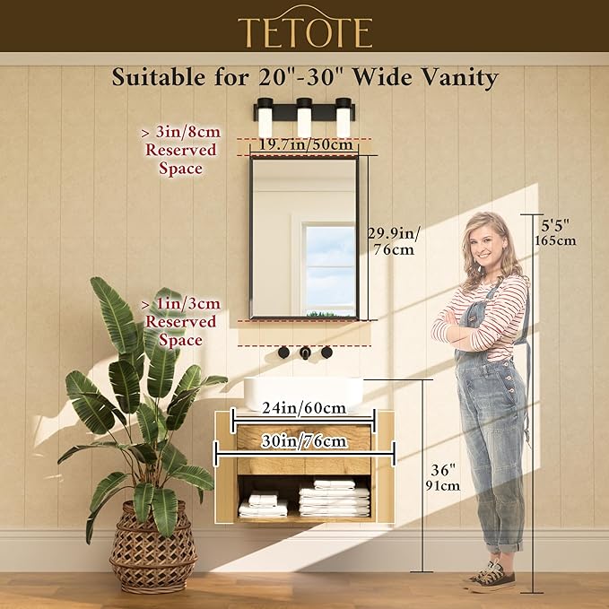 TETOTE Brushed Gold Bathroom Mirror 20" x 30" Brushed Gold Brass Rectangle Beveled Framed Bathroom Vanity Mirror for Over Sink, Tempered Glass, Modern Farmhouse Bedroom, Entryway, Living Room