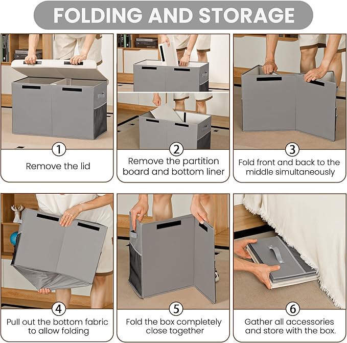 80L Large Toy Storage Box with Lid, Large Toy Box Chest for Kids, Girls and Boys, Nursery Room and Living Room, 26"x13" x16" - Grey