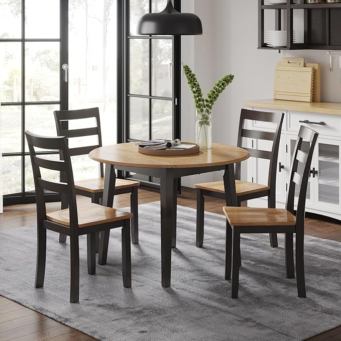 Signature Design by Ashley Gesthaven Contemporary Dining Drop Leaf Table with 4 Legs, Light Brown & Dark Brown