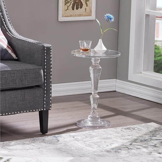 LIKENOW Furniture Acrylic Side Table, Acrylic End Table for Drinking Food,Clear Modern Small Tables for Living Room Bedroom Lobby,13.5''x13.5''x20'' High,9.48Lbs