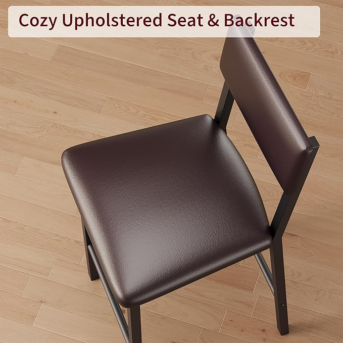 Garvee Bar Stools Set of 4, Kitchen Barstools with Thick Cushion, 25 Inch Counter Height Bar Stools with Backrest and Footrest, for Dining Room, Kitchen Island Counter Chairs, Retro Brown
