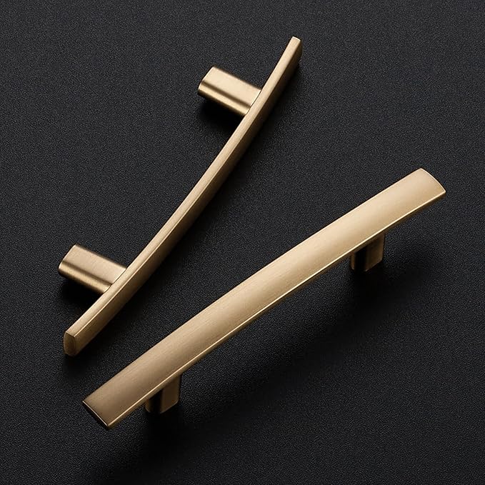 15 Pack Cabinet Handles 3" Hole Center - Curved Cabinet Pulls Champagne Bronze Drawer Pulls for Kitchen Cupboard Solid Handles for Dresser Drawer Arch Closet Hardware