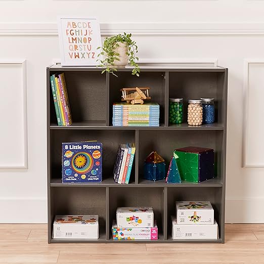ECR4Kids Streamline 8-Compartment Storage Cabinet, 36in, Classroom Furniture, Grey Wash
