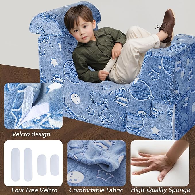 MeMoreCool Foam Climbing Toddler Couch, Modular Kids Sofa with Slide & Stair, Convertible Baby Couch for Playroom, Sectional Furniture for Crawling, Climbing, and Kids’ Play
