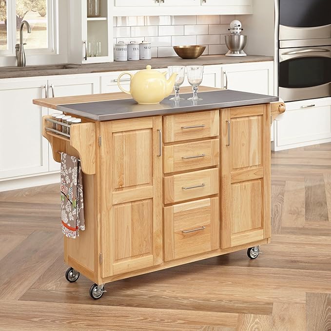 Homestyles General Line Kitchen Cart, 52.5 in. x 18 in. x 36 in, Natural