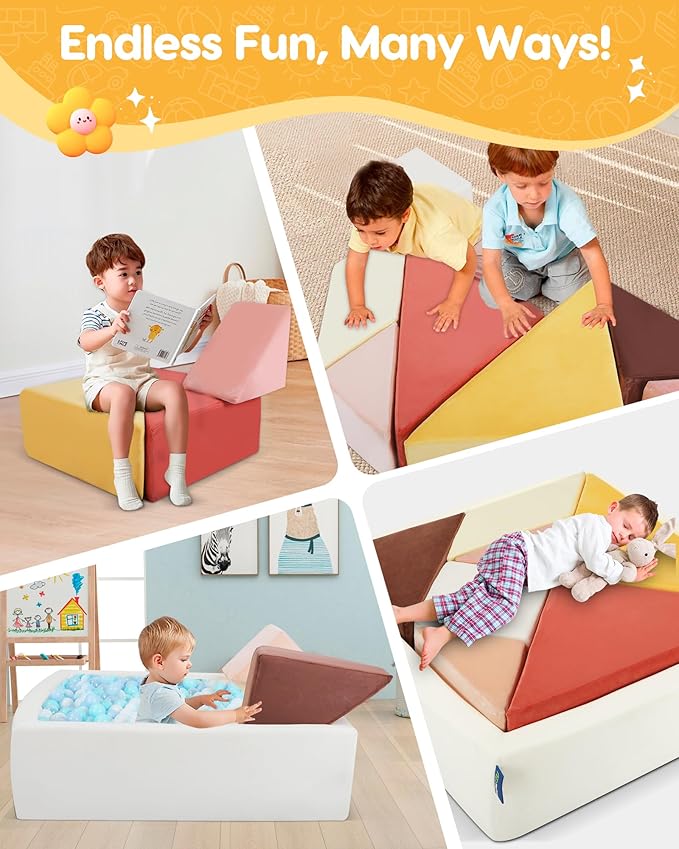 Kids Play Sofa, Tangram Square Puzzles Couch Furniture, Modular Kids Play Couchs Furniture, Puzzle Solving Couch Building Fort for Playroom Bedroom Boys Girls Teens, Dawn