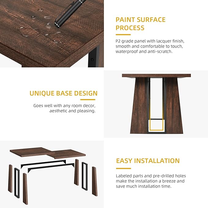 DWVO Rectangle Dining Table for 6-8 People 70.86 Inch Large Dining Room Table Wooden Dinner Tables with Heavy Duty Legs for Kitchen Apartment Restaurant Walnut