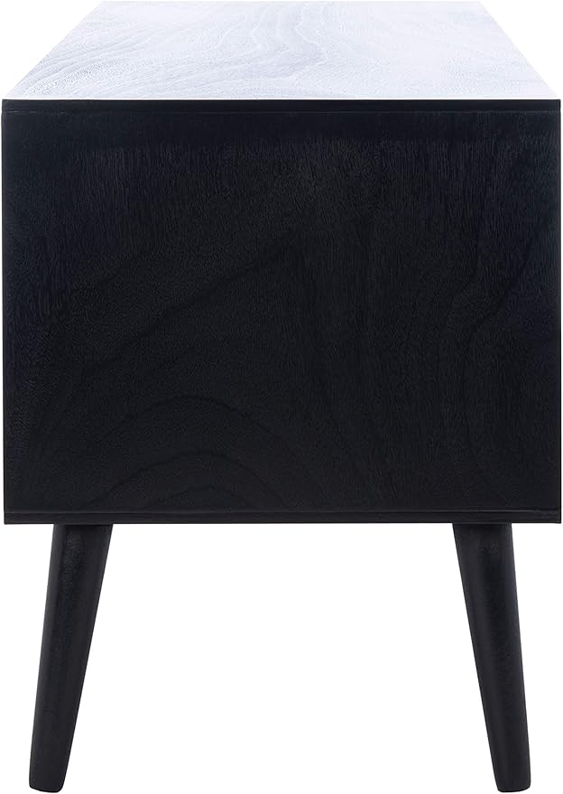 SAFAVIEH Sorrel TV Stand for up to 55" Flatscreen – Black, 2 Doors with Interior Storage, 2 Open Shelves, Entertainment Media Console (MED5701B)