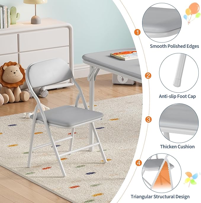 GarveeHome 7-Piece Kids Folding Table and Chairs Set, Toddlers Children's Activity Table and Chairs Set for Dining Room,Daycare,Classrooms