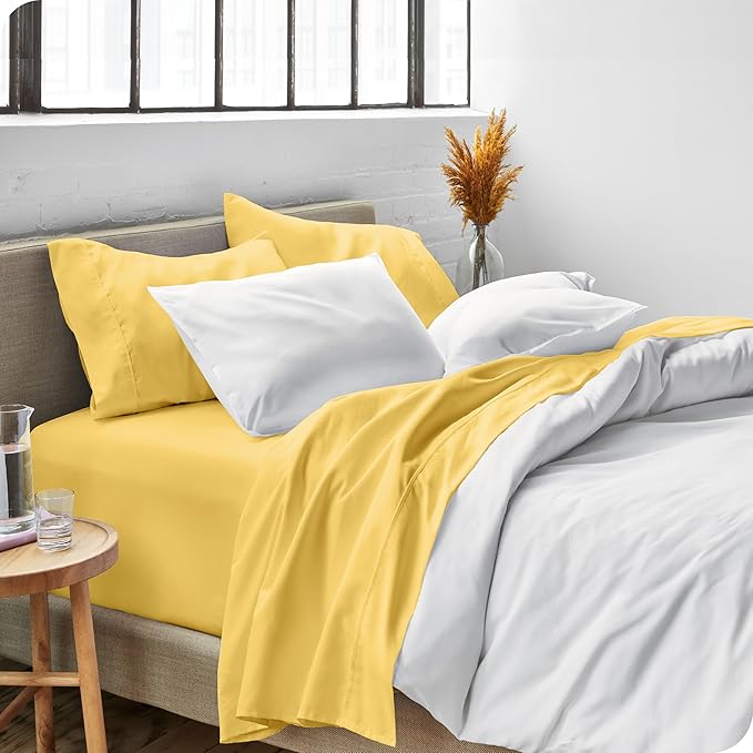 Bare Home Twin XL Sheet Set - College Dorm Size - Luxury 1800 Ultra-Soft Microfiber Twin Extra Long Bed Sheets - Deep Pockets - Easy Fit - Extra Soft - 3 Piece Set - Bed Sheets (Twin XL, Lemon Drop)