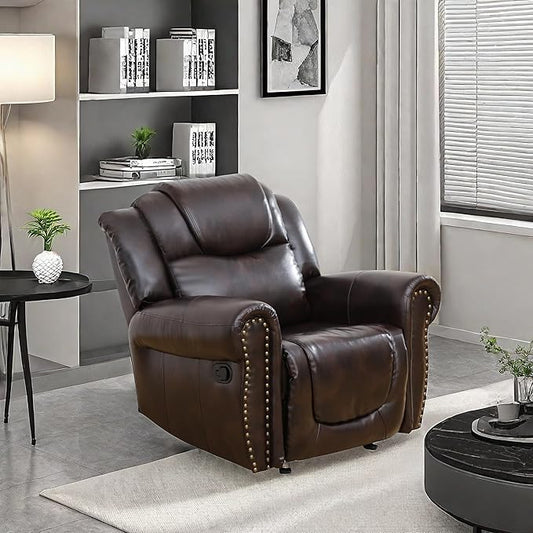Leather Recliner Chair, Recliner Home Theater Seating, Electric Reclining Chair for Adult, Breathing Chair for Living Room, Espresso