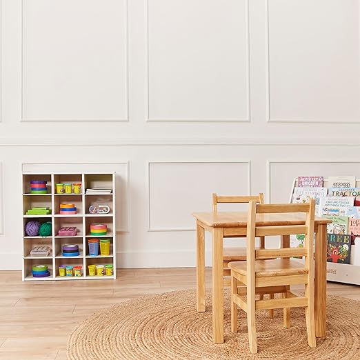 ECR4Kids Streamline 15 Cubby Tray Storage Cabinet, 5x3, Classroom Furniture, White Wash