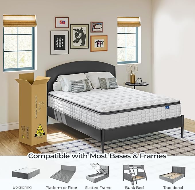 Vesgantti Twin Mattress, 10 Inch Hybrid Twin Size Mattress in a Box, Single Bed Pillow Top Mattresses, Foam and Pocket Coils Innerspring Mattresses, Pressure Relief, Medium Firm Feel