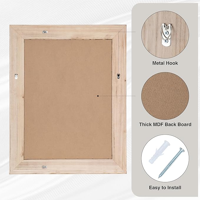 28"x36" Solid Wood Bathroom Mirror Tempered Glass for Wall Mounted, Rustic Wood Frame Wall Mirror Decorative for Living Room Bedroom Vanity Mirror, Rustic Brown