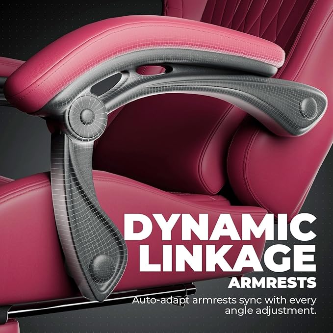 GTPLAYER ACE-PRO Music Gaming Chairs – Built-in Speakers, App Support & Bluetooth Control, Footrest & Pocket, Gamer Chair for Adults, Wine Red