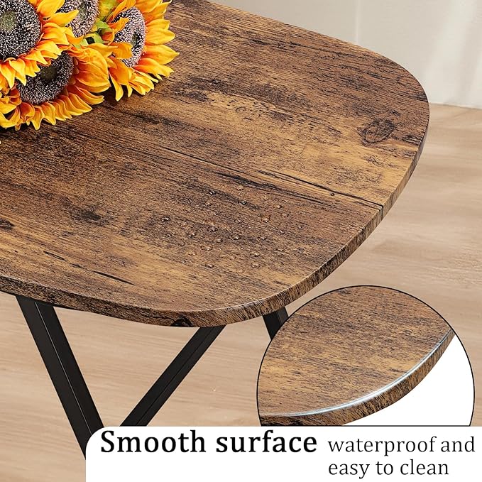 Foldable Coffee Table Natural Wood Oval Coffee Tables No Assembly Portable Floor Table Desk for Sitting on The Floor Low Coffee Table for Small Spaces Living Room Outdoor Use