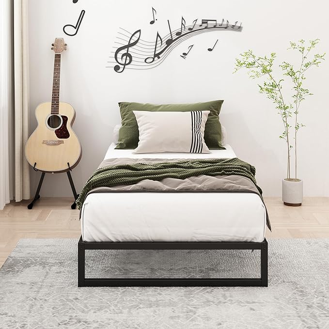 8 Inch Twin Bed Frames Heavy Duty Metal Twin Platform Bed Frame No Box Spring Needed, Noise Free, Easy Assembly, Black