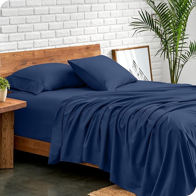 Bare Home King Sheet Set - Luxury 1800 Ultra-Soft Microfiber King Bed Sheets - Double Brushed - Deep Pockets - Easy Fit - 4 Piece Set - Bedding Sheets & Pillowcases (King, Dark Blue)