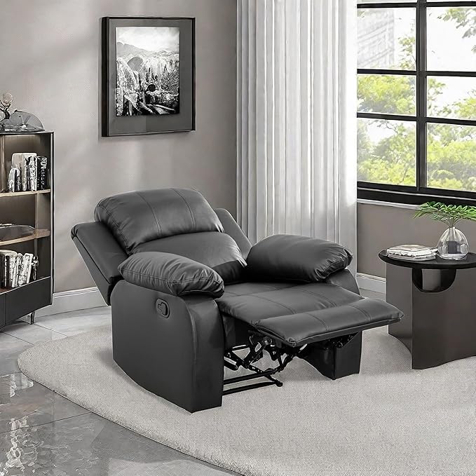 Leather Recliner Chair, Recliner Home Theater Seating, Electric Reclining Chair for Adult, Breathing Chair for Living Room, Black
