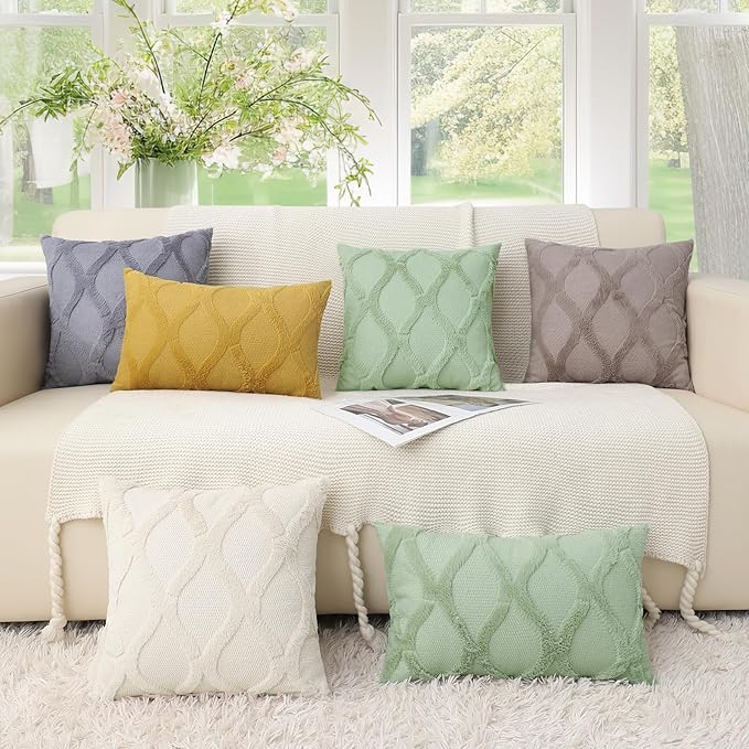 decorUhome Throw Pillow Covers 12x20 Inch Set of 2, Soft Plush Faux Fur Wool Lumbar Light Pink Couch Pillow Covers, Decorative Neutral Pillow Cases for Bed Sofa Living Room Home Decor