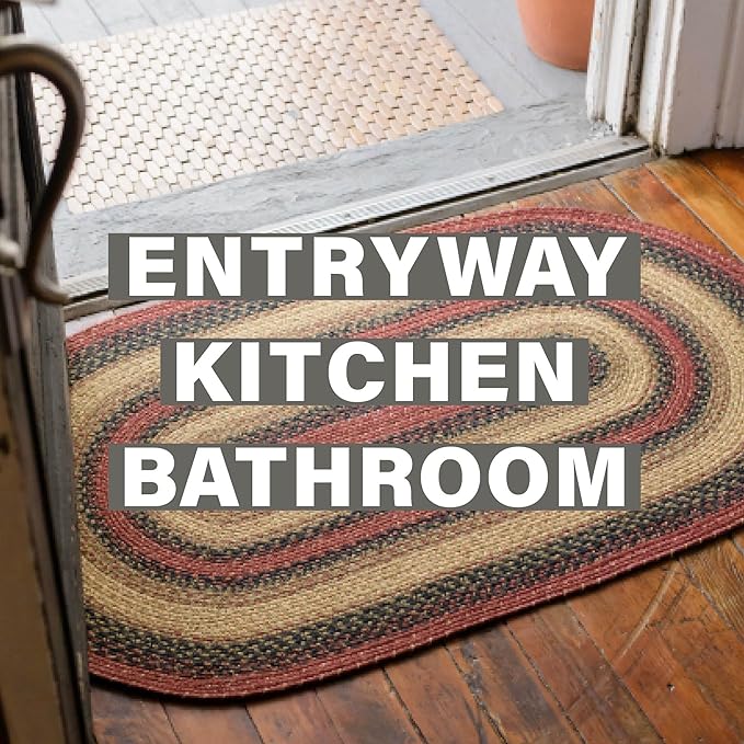 Highland Multicolor Small Braided Rug, 27x45 Rectangle - Handmade with Jute, Warm Country and Cabin Decor, Perfect for Bathrooms and Entryways - Durable and Easy to Clean