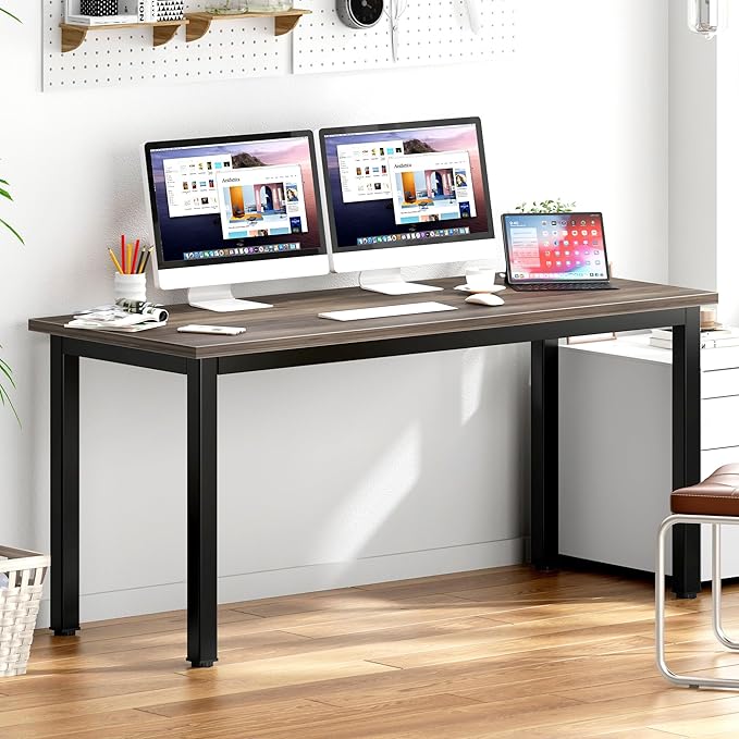 DlandHome Computer Desk Home Office Table Writing Desk Study Table Gaming Desk Worstation (63 inch, Walnut)