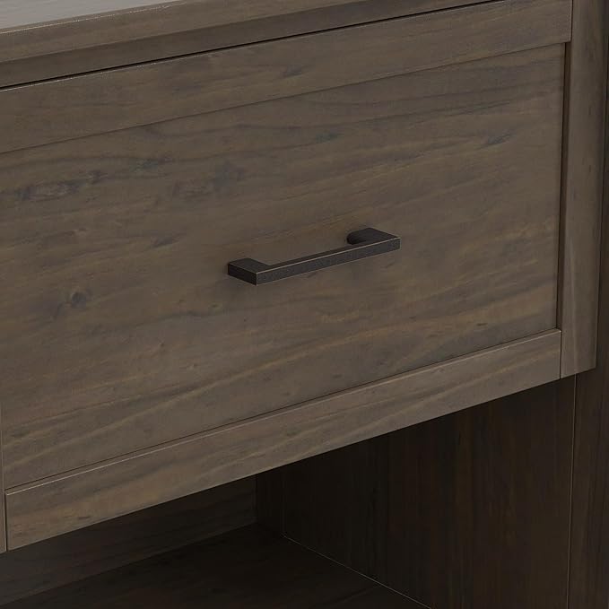 SIMPLIHOME Ela SOLID WOOD 24 Inch Wide Transitional Bedside Table in Smoky Brown, For the Living Room and Bedroom