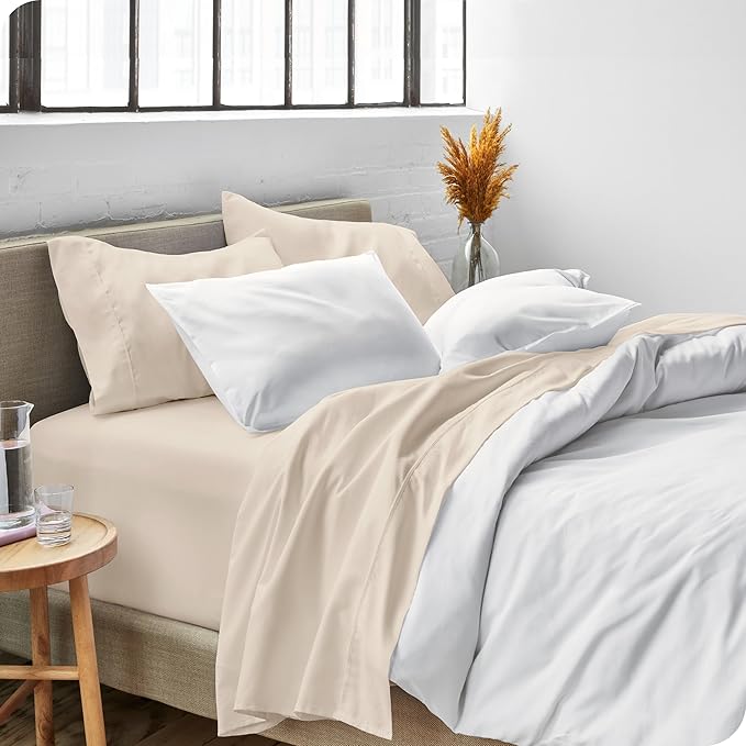 Bare Home Full Sheet Set - Luxury 1800 Ultra-Soft Microfiber Full Bed Sheets - Double Brushed - Deep Pockets - Easy Fit - 4 Piece Set - Bedding Sheets & Pillowcases (Full, Sand)